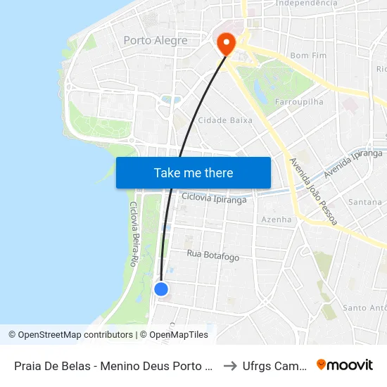 Praia De Belas - Menino Deus Porto Alegre - Rs 90870-020 Brasil to Ufrgs Campus Centro map