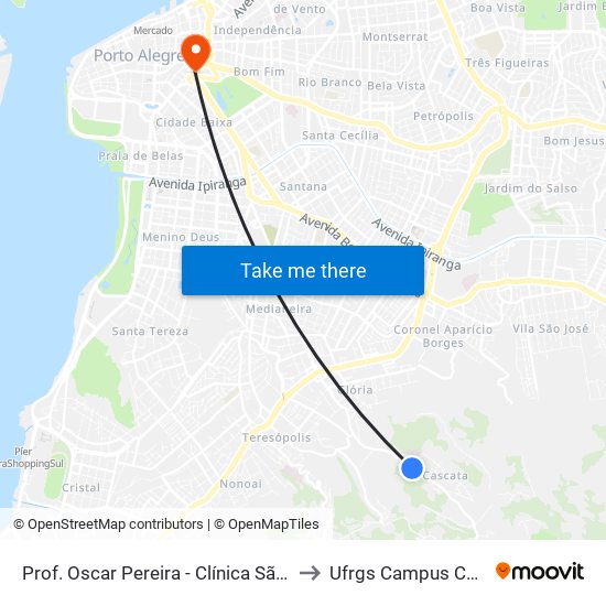 Prof. Oscar Pereira - Clínica São José to Ufrgs Campus Centro map