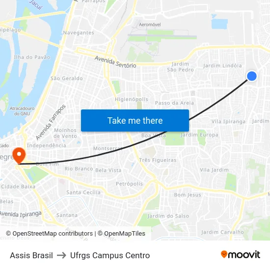 Assis Brasil to Ufrgs Campus Centro map