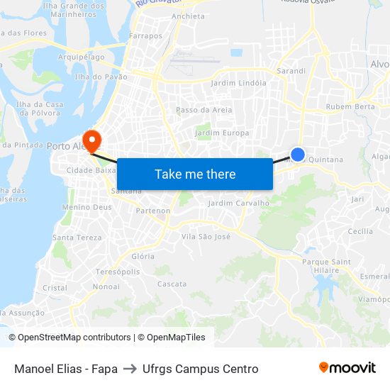 Manoel Elias - Fapa to Ufrgs Campus Centro map