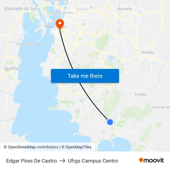 Edgar Pires De Castro to Ufrgs Campus Centro map