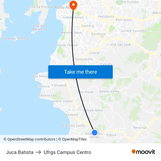 Juca Batista to Ufrgs Campus Centro map