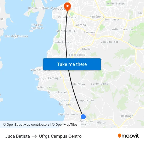 Juca Batista to Ufrgs Campus Centro map