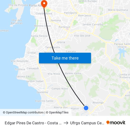 Edgar Pires De Castro - Costa Gama to Ufrgs Campus Centro map