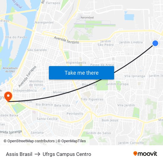 Assis Brasil to Ufrgs Campus Centro map