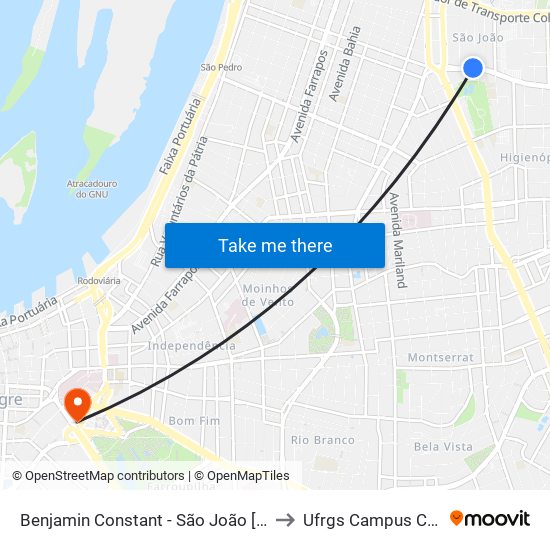 Benjamin Constant - São João [Centro] to Ufrgs Campus Centro map