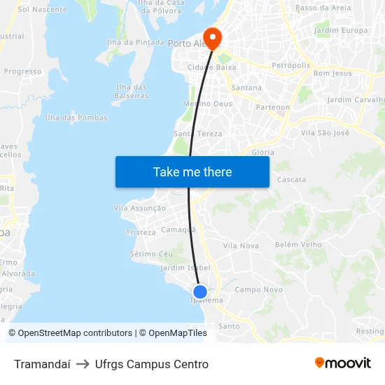 Tramandaí to Ufrgs Campus Centro map