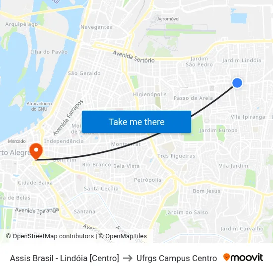 Assis Brasil - Lindóia [Centro] to Ufrgs Campus Centro map