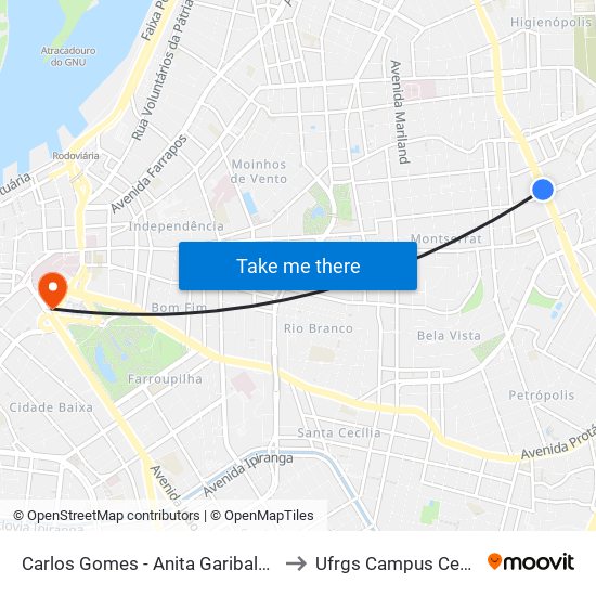 Carlos Gomes - Anita Garibaldi Ns to Ufrgs Campus Centro map