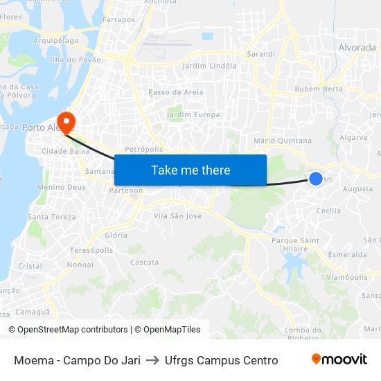 Moema - Campo Do Jari to Ufrgs Campus Centro map