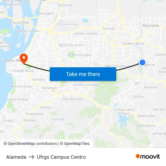 Alameda to Ufrgs Campus Centro map