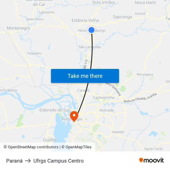 Paraná to Ufrgs Campus Centro map