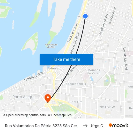 Rua Voluntários Da Pátria 3223 São Geraldo Porto Alegre - Rio Grande Do Sul 90230-011 Brasil to Ufrgs Campus Centro map