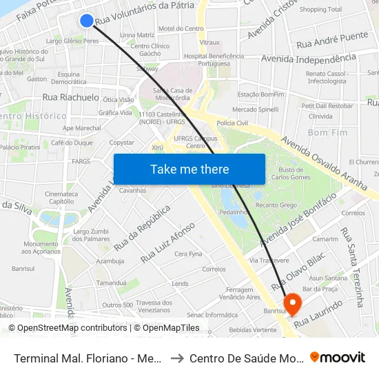 Terminal Mal. Floriano - Mercado to Centro De Saúde Modelo map