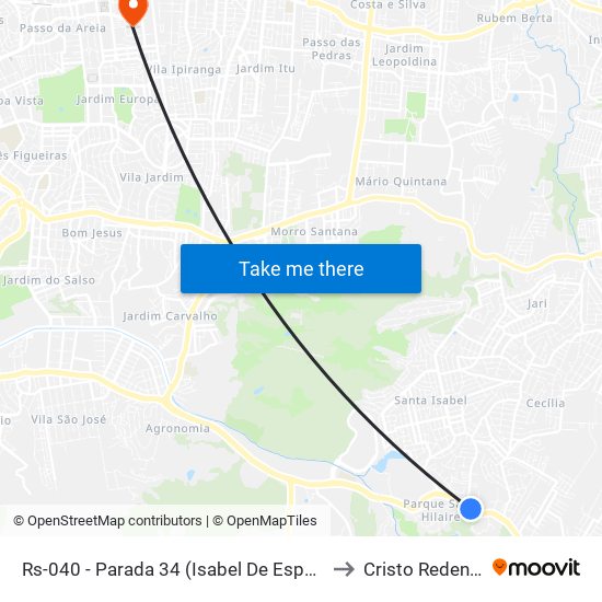 Rs-040 - Parada 34 (Isabel De Espanha) to Cristo Redentor map