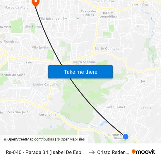 Rs-040 - Parada 34 (Isabel De Espanha) to Cristo Redentor map