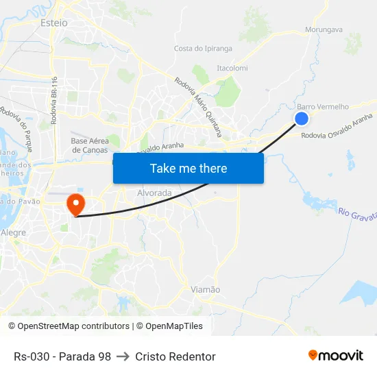 Rs-030 - Parada 98 to Cristo Redentor map