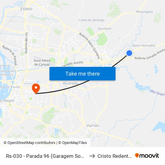 Rs-030 - Parada 96 (Garagem Sogil) to Cristo Redentor map