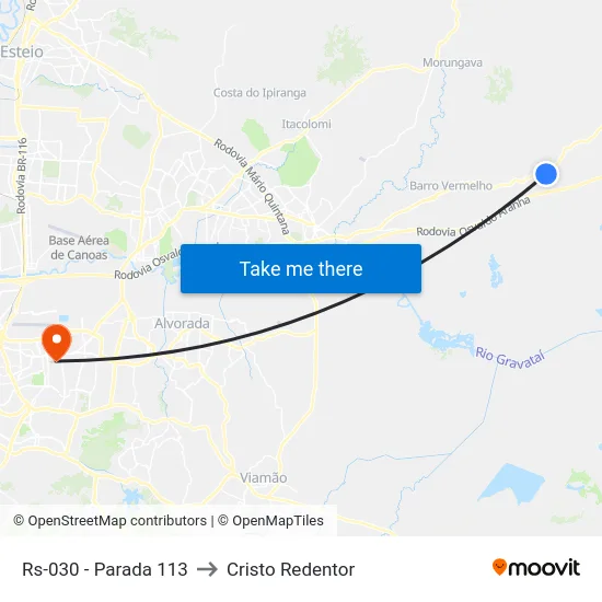 Rs-030 - Parada 113 to Cristo Redentor map