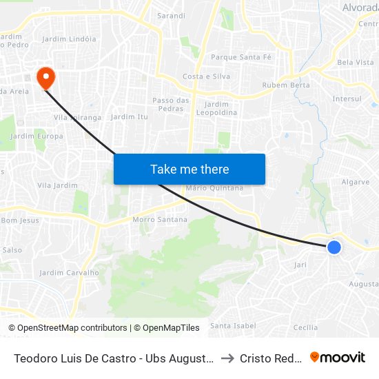 Teodoro Luis De Castro - Ubs Augusta Meneghini to Cristo Redentor map