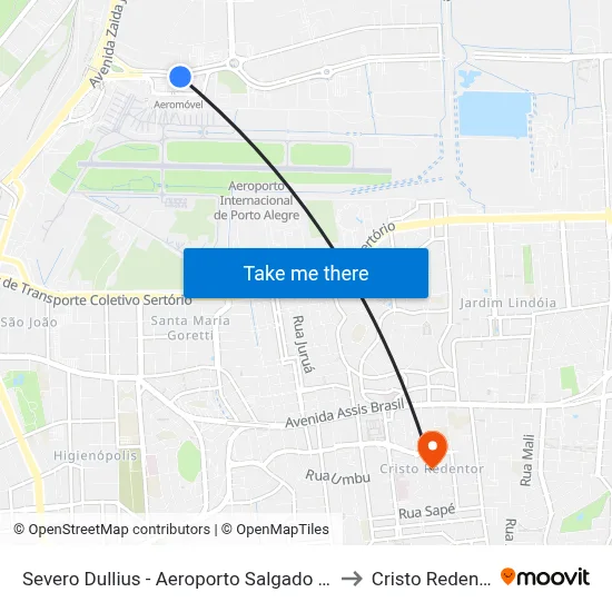 Severo Dullius - Aeroporto Salgado Filho to Cristo Redentor map