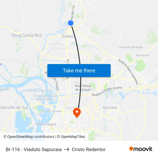 Br-116 - Viaduto Sapucaia to Cristo Redentor map