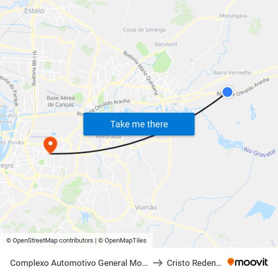 Complexo Automotivo General Motors to Cristo Redentor map