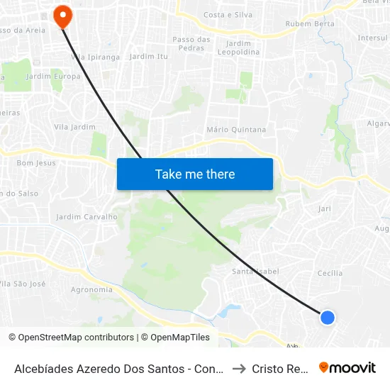 Alcebíades Azeredo Dos Santos - Condomínio Veneza to Cristo Redentor map