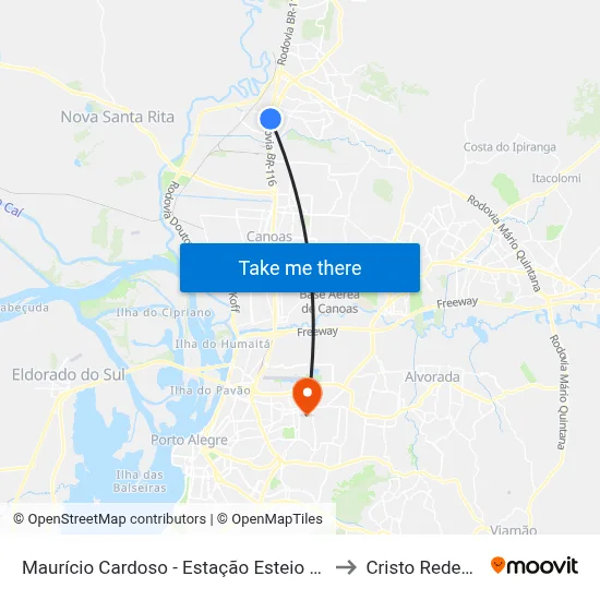 Maurício Cardoso - Estação Esteio (Tm2) to Cristo Redentor map