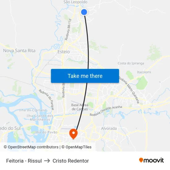 Feitoria - Rissul to Cristo Redentor map