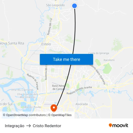 Integração to Cristo Redentor map