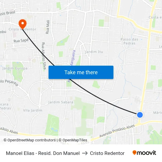 Manoel Elias - Resid. Don Manuel to Cristo Redentor map