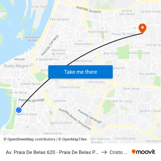 Av. Praia De Belas 620 - Praia De Belas Porto Alegre - Rs 90110-000 Brasil to Cristo Redentor map