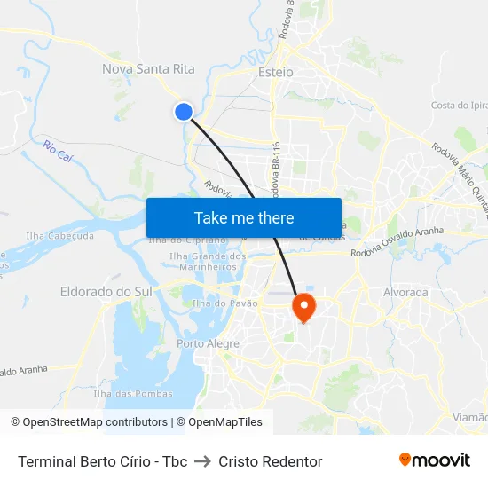 Terminal Berto Círio - Tbc to Cristo Redentor map