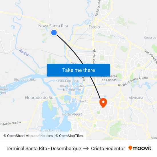 Terminal Santa Rita - Desembarque to Cristo Redentor map