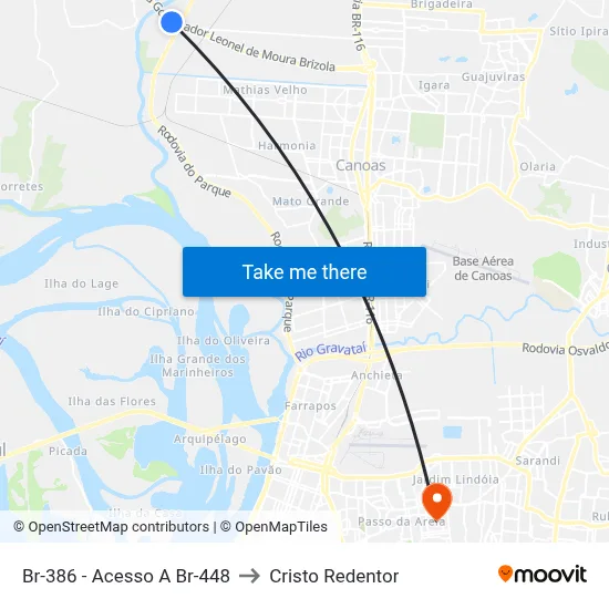 Br-386 - Acesso A Br-448 to Cristo Redentor map