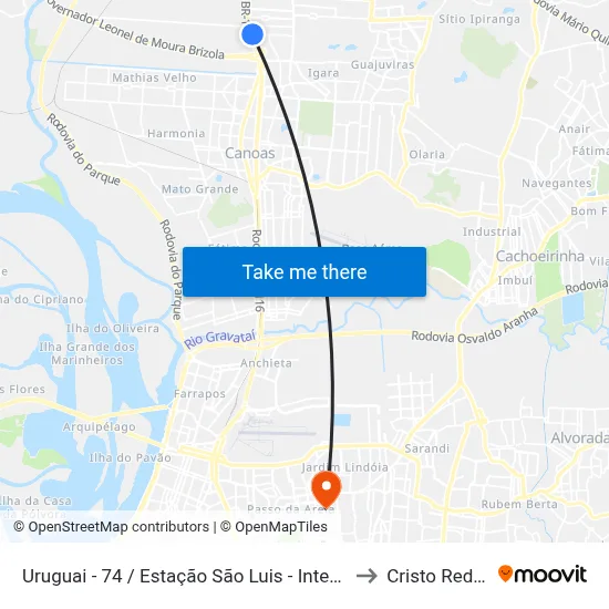 Uruguai - 74 / Estação São Luis - Integração Trem to Cristo Redentor map