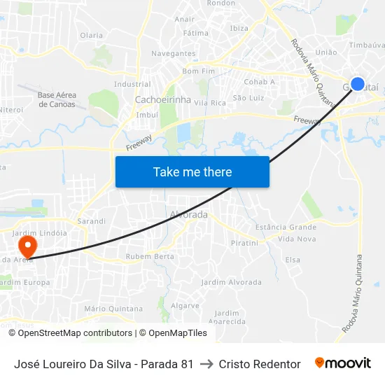 José Loureiro Da Silva - Parada 81 to Cristo Redentor map
