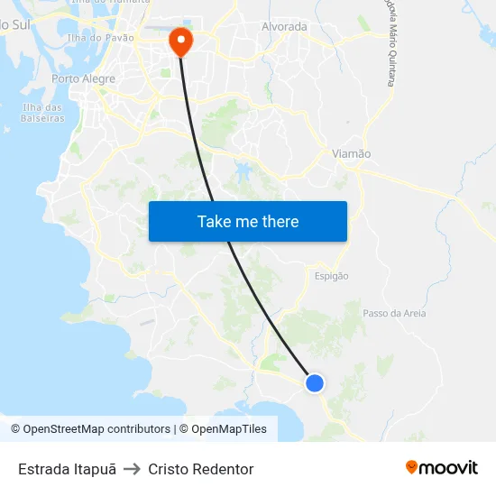 Estrada Itapuã to Cristo Redentor map