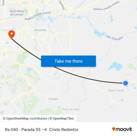 Rs-040 - Parada 95 to Cristo Redentor map