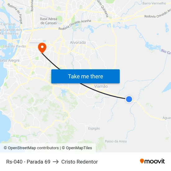 Rs-040 - Parada 69 to Cristo Redentor map