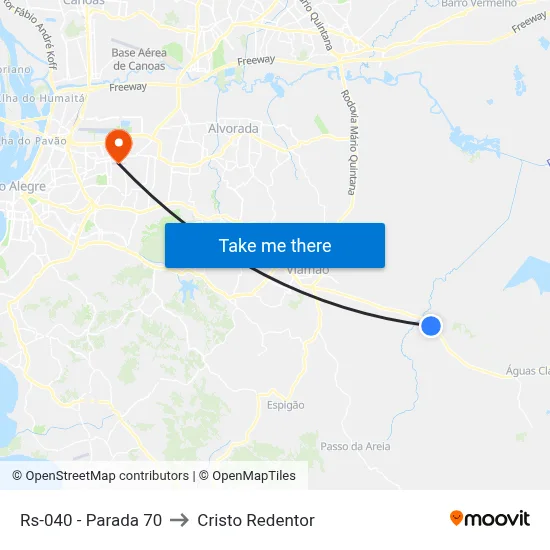 Rs-040 - Parada 70 to Cristo Redentor map