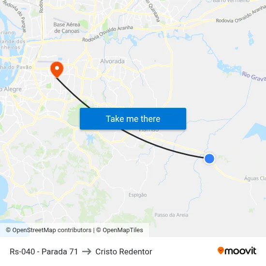 Rs-040 - Parada 71 to Cristo Redentor map