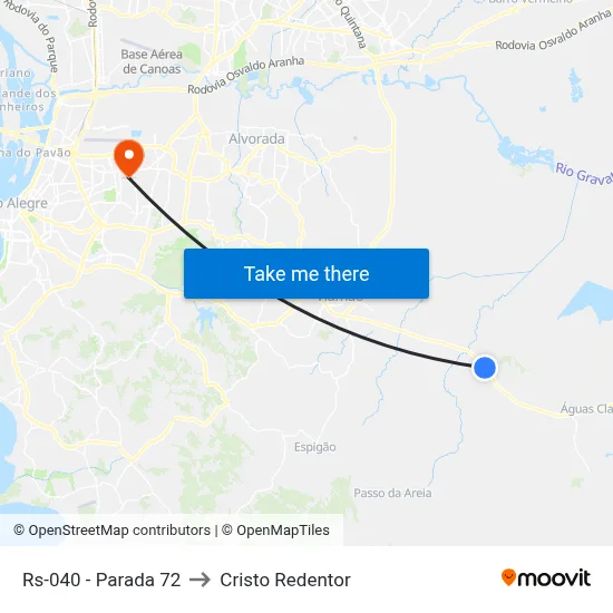 Rs-040 - Parada 72 to Cristo Redentor map