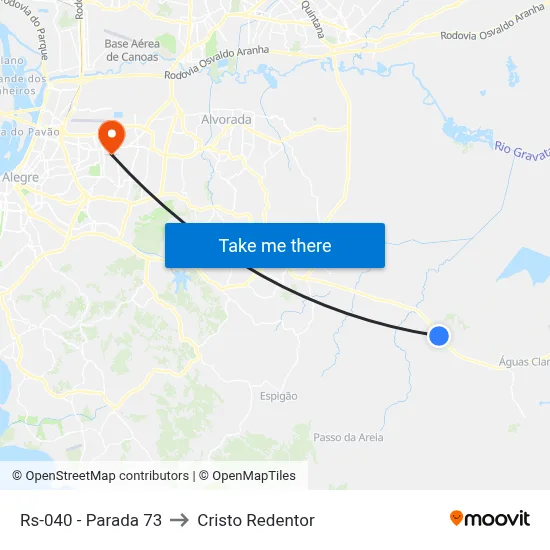 Rs-040 - Parada 73 to Cristo Redentor map