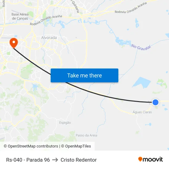 Rs-040 - Parada 96 to Cristo Redentor map