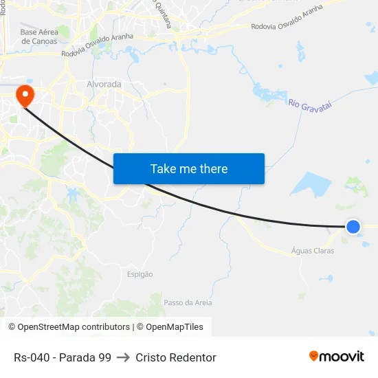 Rs-040 - Parada 99 to Cristo Redentor map