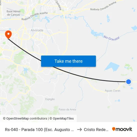 Rs-040 - Parada 100 (Esc. Augusto Fraga) to Cristo Redentor map