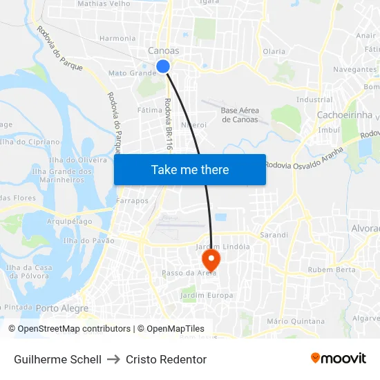 Guilherme Schell to Cristo Redentor map