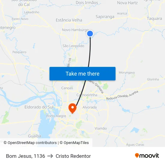 Bom Jesus, 1136 to Cristo Redentor map